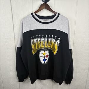 Vintage 1995 Pittsburgh Steelers Two Tome Black And Grey Crewneck Size XL